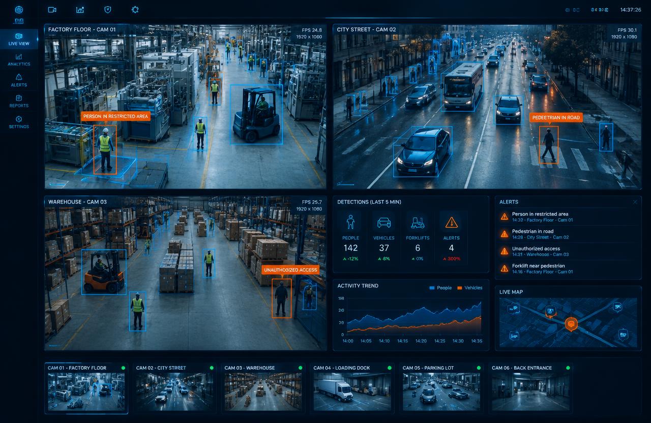 Sahasraksha real-time AI vision dashboard
